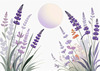 Minimalist Nature Art of Sunrise over Serene Lavender Field