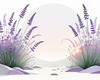 Minimalist Nature Art of Sunrise over Serene Lavender Field