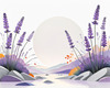 Minimalist Nature Art of Sunrise over Serene Lavender Field