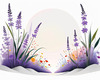 Minimalist Nature Art of Sunrise over Serene Lavender Field