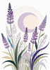 Minimalist Nature Art of Sunrise over Serene Lavender Field