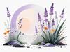 Minimalist Nature Art of Sunrise over Serene Lavender Field