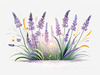 Minimalist Nature Art of Sunrise over Serene Lavender Field