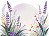 Minimalist Nature Art of Sunrise over Serene Lavender Field