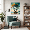 Trees on Misty Beach Living Room Demo