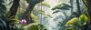 Printable Art of Tropical Rainforest Canopy with Monkeys and Orchids