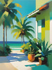 Minimalist Tropical Seaside Landscape Art Print