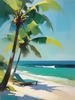 Minimalist Tropical Seaside Landscape Art Print