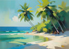 Minimalist Tropical Seaside Landscape Art Print