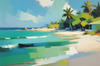 Minimalist Tropical Seaside Landscape Art Print