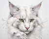 Sketchy Illustration of Turkish Angora Cat's Silky Fur in Abstract Style