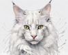 Sketchy Illustration of Turkish Angora Cat's Silky Fur in Abstract Style