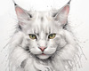 Sketchy Illustration of Turkish Angora Cat's Silky Fur in Abstract Style