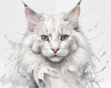 Sketchy Illustration of Turkish Angora Cat's Silky Fur in Abstract Style