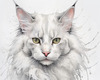 Sketchy Illustration of Turkish Angora Cat's Silky Fur in Abstract Style