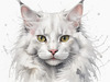 Sketchy Illustration of Turkish Angora Cat's Silky Fur in Abstract Style