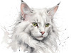 Sketchy Illustration of Turkish Angora Cat's Silky Fur in Abstract Style