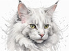 Sketchy Illustration of Turkish Angora Cat's Silky Fur in Abstract Style