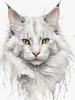 Sketchy Illustration of Turkish Angora Cat's Silky Fur in Abstract Style