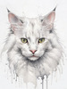 Sketchy Illustration of Turkish Angora Cat's Silky Fur in Abstract Style
