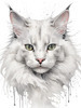 Sketchy Illustration of Turkish Angora Cat's Silky Fur in Abstract Style