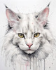 Sketchy Illustration of Turkish Angora Cat's Silky Fur in Abstract Style