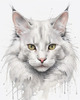 Sketchy Illustration of Turkish Angora Cat's Silky Fur in Abstract Style