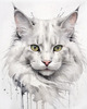 Sketchy Illustration of Turkish Angora Cat's Silky Fur in Abstract Style