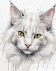 Sketchy Illustration of Turkish Angora Cat's Silky Fur in Abstract Style