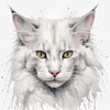 Sketchy Illustration of Turkish Angora Cat's Silky Fur in Abstract Style