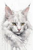 Sketchy Illustration of Turkish Angora Cat's Silky Fur in Abstract Style