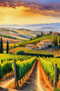 Printable Art of Tuscan Village with Golden Vineyards and Russet Shores