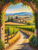 Printable Art of Tuscan Village with Golden Vineyards and Russet Shores