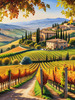 Printable Art of Tuscan Village with Golden Vineyards and Russet Shores