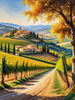 Printable Art of Tuscan Village with Golden Vineyards and Russet Shores