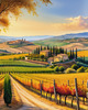 Printable Art of Tuscan Village with Golden Vineyards and Russet Shores
