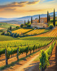 Printable Art of Tuscan Village with Golden Vineyards and Russet Shores