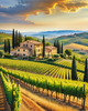 Printable Art of Tuscan Village with Golden Vineyards and Russet Shores