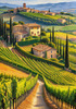 Printable Art of Tuscan Village with Golden Vineyards and Russet Shores
