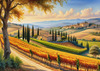 Printable Art of Tuscan Village with Golden Vineyards and Russet Shores