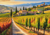 Printable Art of Tuscan Village with Golden Vineyards and Russet Shores