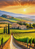 Printable Art of Tuscan Village with Golden Vineyards and Russet Shores