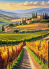 Printable Art of Tuscan Village with Golden Vineyards and Russet Shores