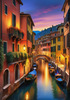 Twilight over Italian River Town with Lanterns and Fall Colors Art Print