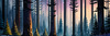 Printable Twilight Scene of Stars Twinkling in Fir Forest Landscape