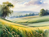 Barley Fields with Feathery Tops Rustling in the Wind Landscape Print