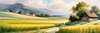 Barley Fields with Feathery Tops Rustling in the Wind Landscape Print