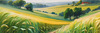 Barley Fields with Feathery Tops Rustling in the Wind Landscape Print