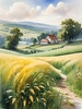Barley Fields with Feathery Tops Rustling in the Wind Landscape Print