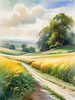 Barley Fields with Feathery Tops Rustling in the Wind Landscape Print